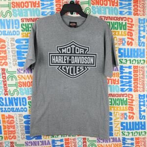 Harley Davidson T Shirt Size M Sheldon's Auburn MA Double Sided Gray Black
